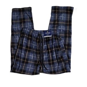 Stafford Mens Fleece Blue Plaid Sleep Pant - Small